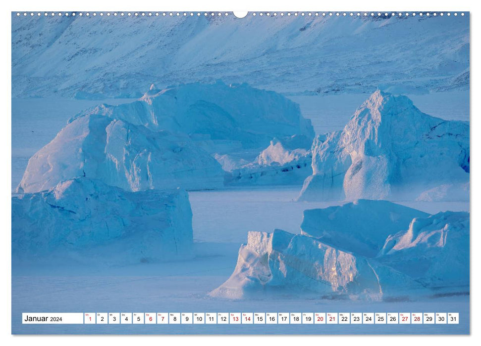 Icebergs - Les figures magiques de glace du Groenland (Calendrier mural CALVENDO 2024) 