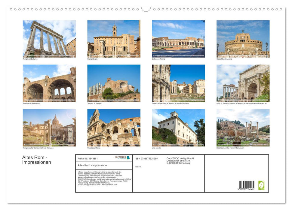 Rome Antique - Impressions (Calendrier mural CALVENDO 2024) 