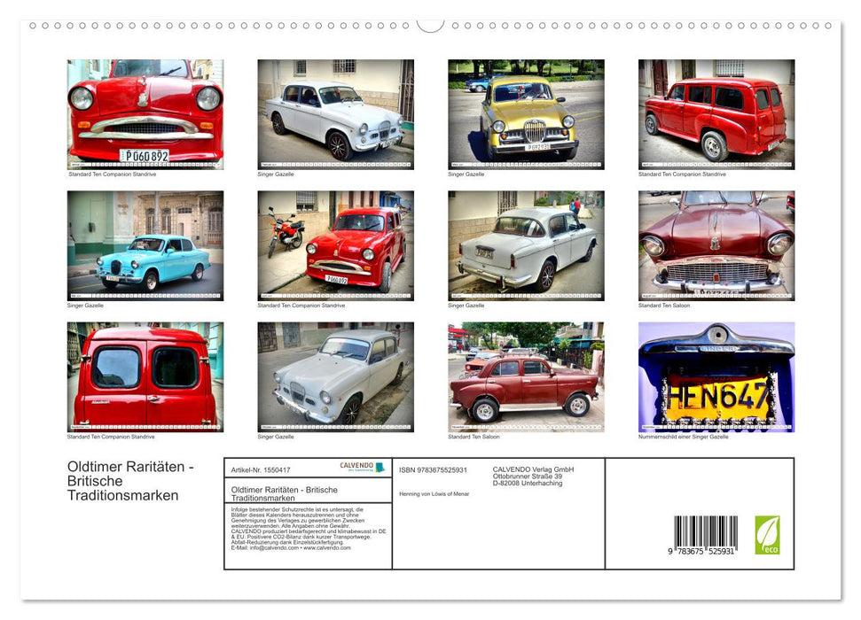 Raretés de voitures classiques - Marques traditionnelles britanniques (Calendrier mural CALVENDO Premium 2024) 