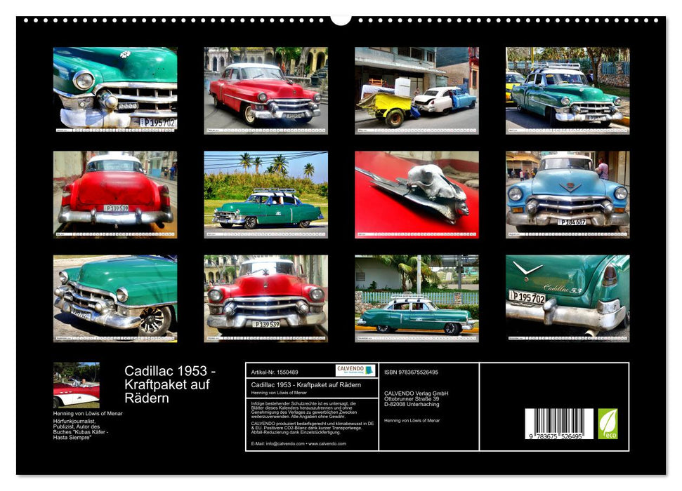 Cadillac 1953 - centrale électrique sur roues (Calvendo Premium Wall Calendar 2024) 