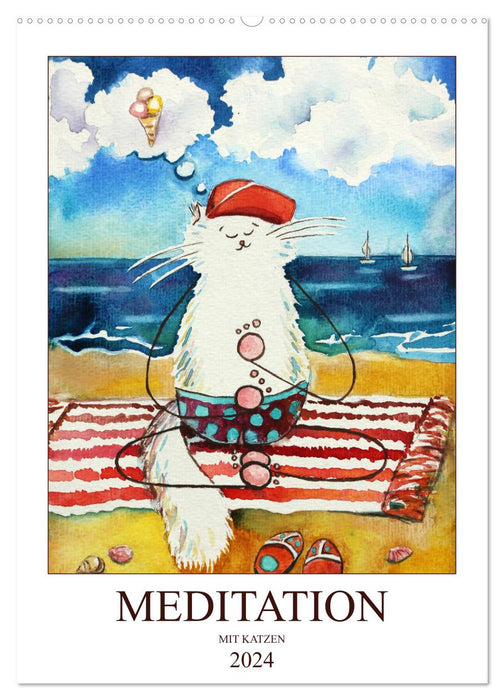 Meditation mit Katzen (CALVENDO Wandkalender 2024)
