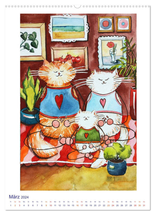 Méditation avec des chats (Calendrier mural CALVENDO 2024) 