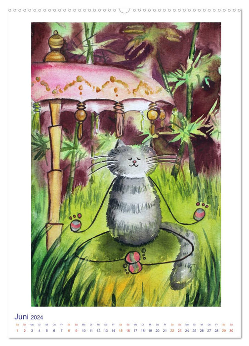 Méditation avec des chats (Calendrier mural CALVENDO 2024) 