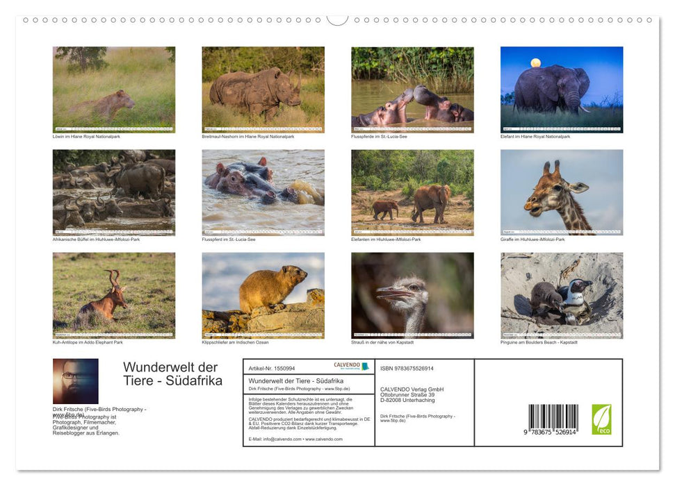 Le monde merveilleux des animaux – Afrique du Sud (Calvendo Premium Calendrier mural 2024) 