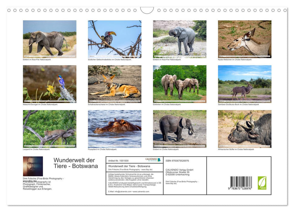 Monde merveilleux des animaux - Botswana (Calendrier mural CALVENDO 2024) 