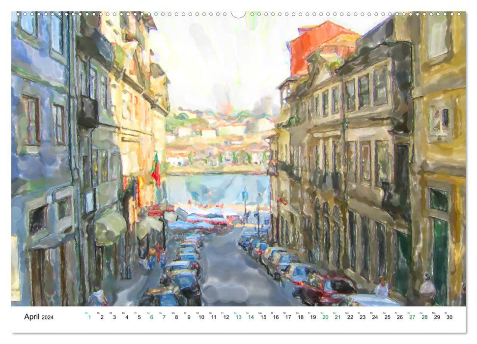Porto - Ansichten in Aquarell (CALVENDO Premium Wandkalender 2024)