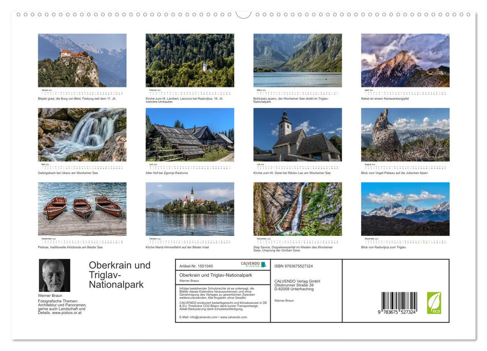 Oberkrain und Triglav-Nationalpark (CALVENDO Premium Wandkalender 2024)