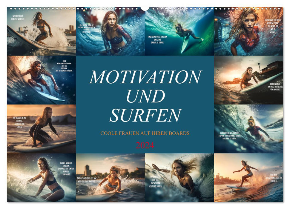 Motivation und Surfen (CALVENDO Wandkalender 2024)