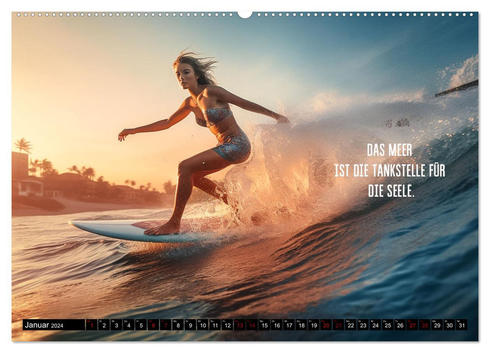 Motivation und Surfen (CALVENDO Wandkalender 2024)