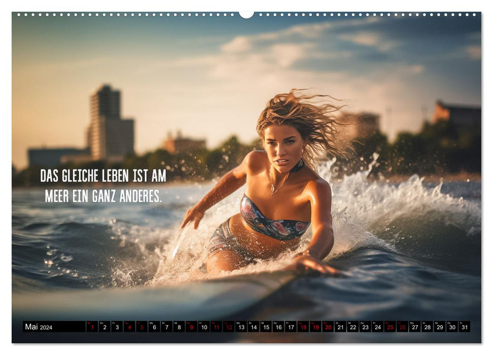 Motivation und Surfen (CALVENDO Premium Wandkalender 2024)