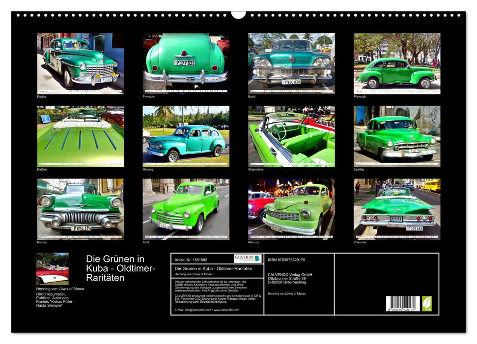 The Greens in Cuba - vintage car rarities (CALVENDO wall calendar 2024) 