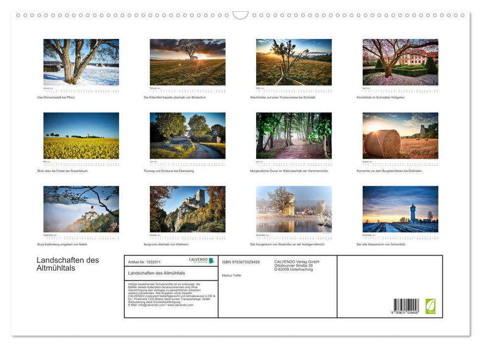 Landscapes of the Altmühltal (CALVENDO wall calendar 2024) 