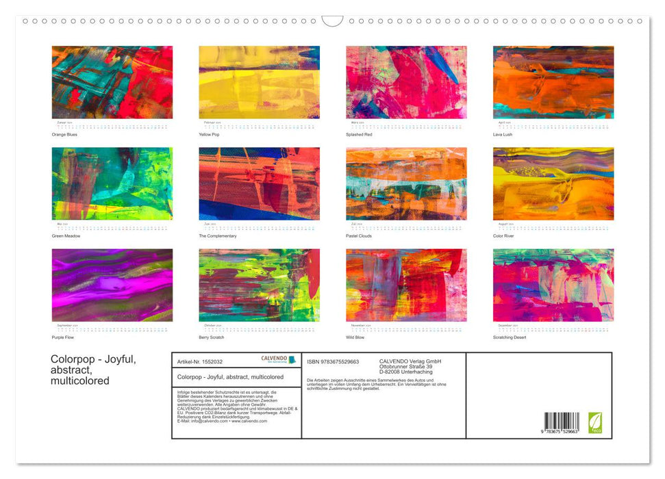 Colorpop - Joyful, abstract. multicolored (CALVENDO Wandkalender 2024)