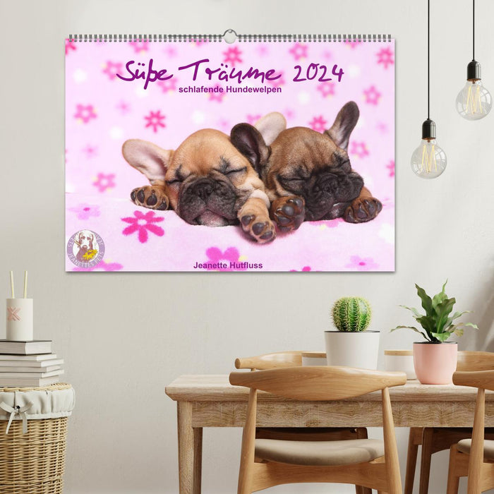 Süße Träume 2024 - schlafende Hundewelpen (CALVENDO Wandkalender 2024)