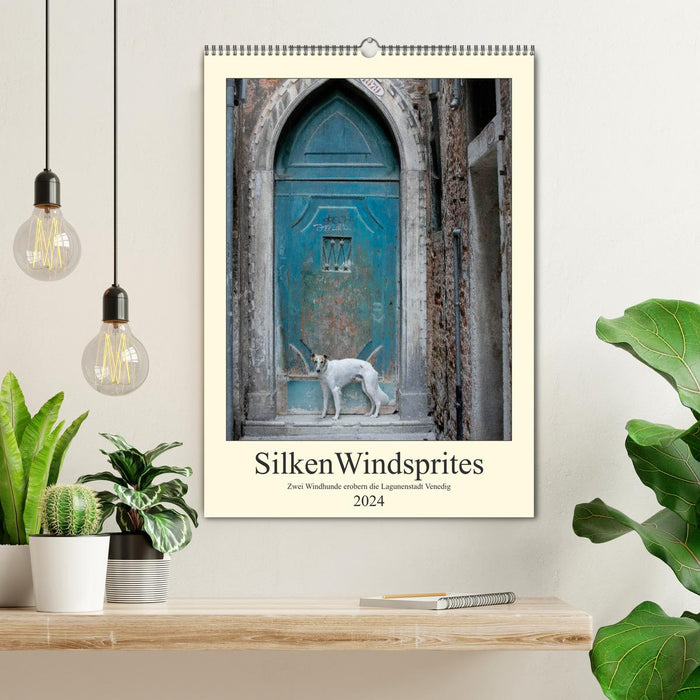 Silken Windsprites - Two greyhounds conquer the lagoon city of Venice (CALVENDO wall calendar 2024) 