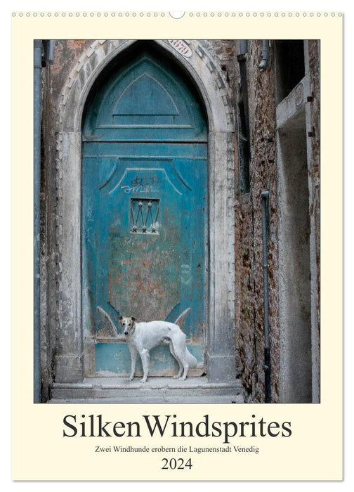 Silken Windsprites - Two greyhounds conquer the lagoon city of Venice (CALVENDO wall calendar 2024) 