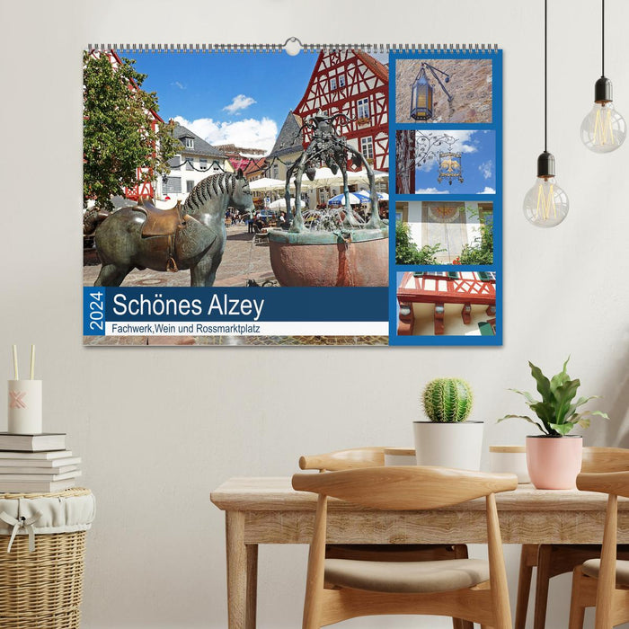 Beautiful Alzey - half-timbered buildings, wine and Rossmarktplatz (CALVENDO wall calendar 2024) 