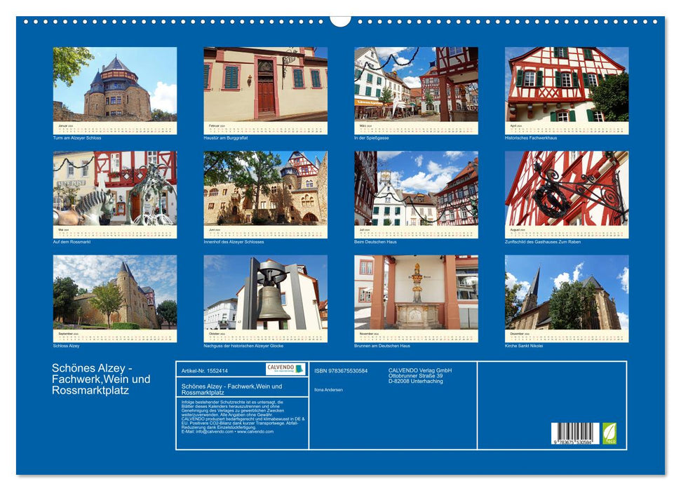 Beautiful Alzey - half-timbered buildings, wine and Rossmarktplatz (CALVENDO wall calendar 2024) 