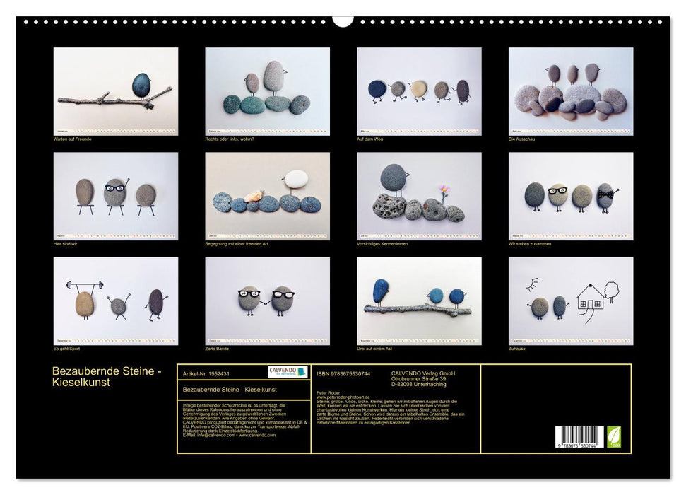 Bezaubernde Steine - Kieselkunst (CALVENDO Wandkalender 2024)