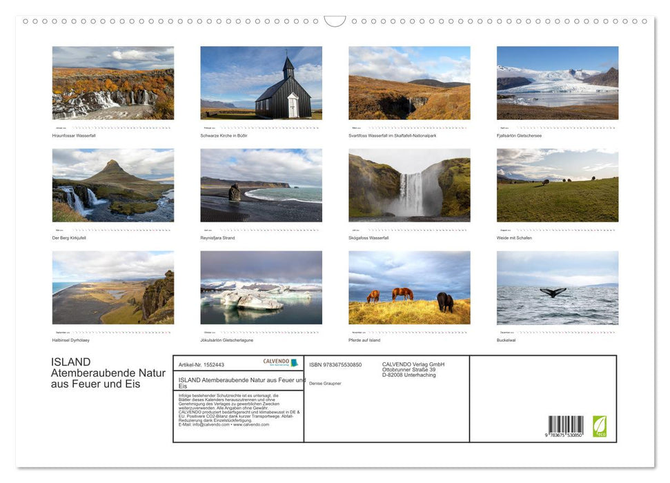 ICELAND Breathtaking nature of fire and ice (CALVENDO wall calendar 2024) 