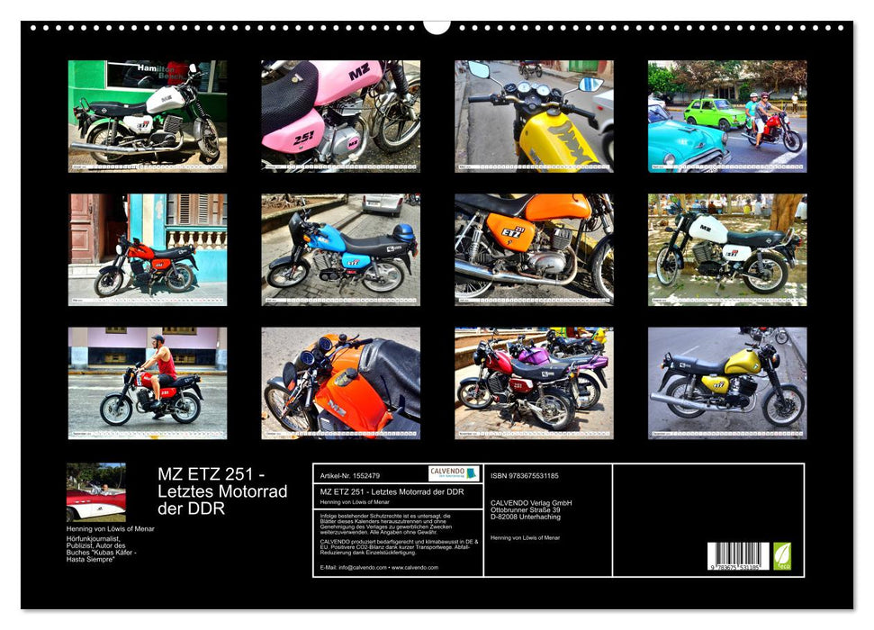 MZ ETZ 251 - Dernière moto de la RDA (calendrier mural CALVENDO 2024) 