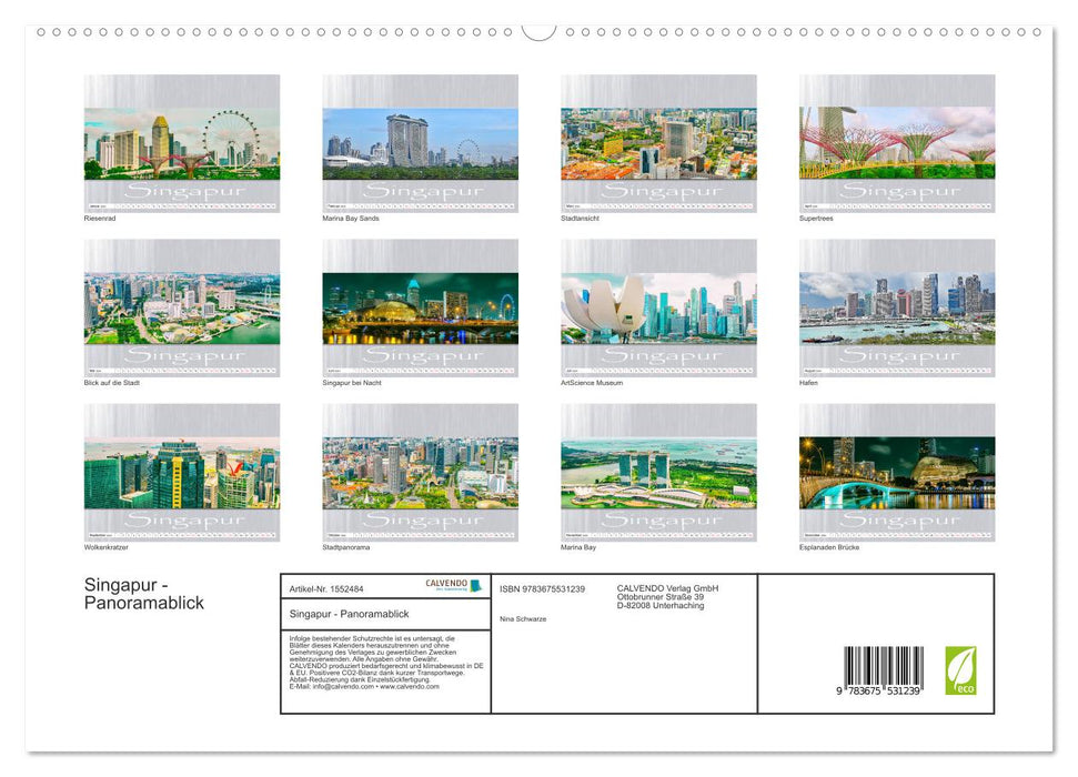Singapore - panoramic view (CALVENDO Premium Wall Calendar 2024) 