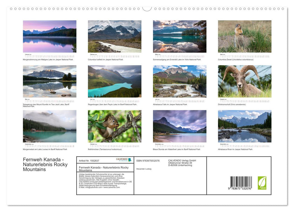 Wanderlust Canada - Nature Experience Rocky Mountains (CALVENDO Premium Wall Calendar 2024) 