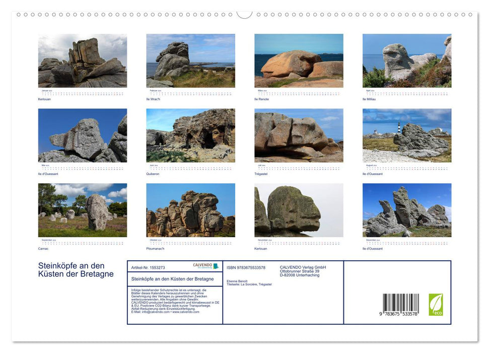 Steinköpfe an den Küsten der Bretagne (CALVENDO Premium Wandkalender 2024)