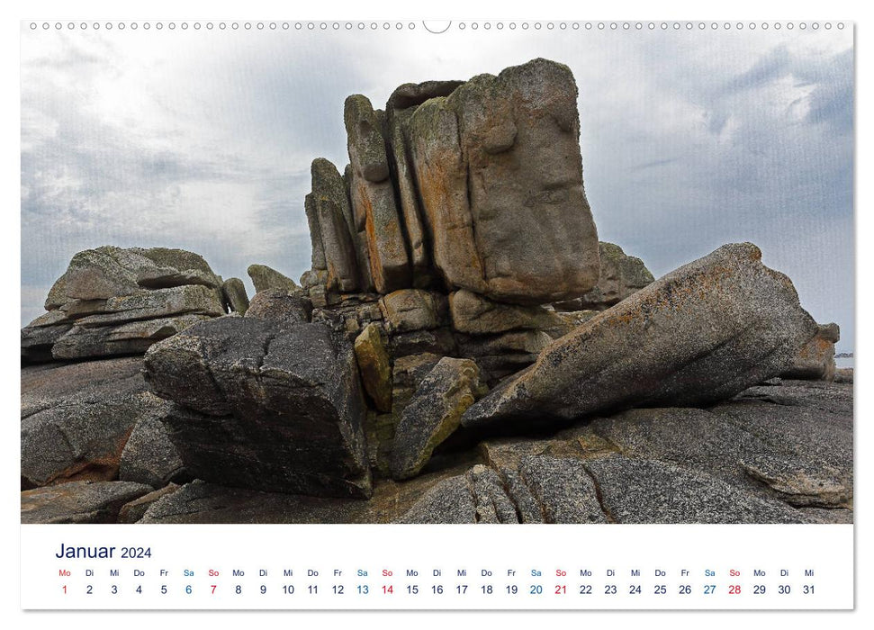 Steinköpfe an den Küsten der Bretagne (CALVENDO Wandkalender 2024)