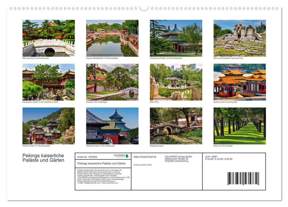 Pekings kaiserliche Paläste und Gärten (CALVENDO Wandkalender 2024)