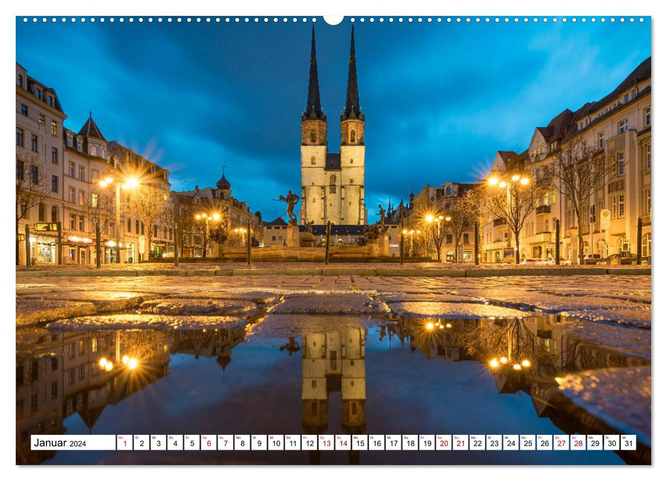 Halle-Saale - Meine Stadt im Spiegel (CALVENDO Premium Wandkalender 2024)