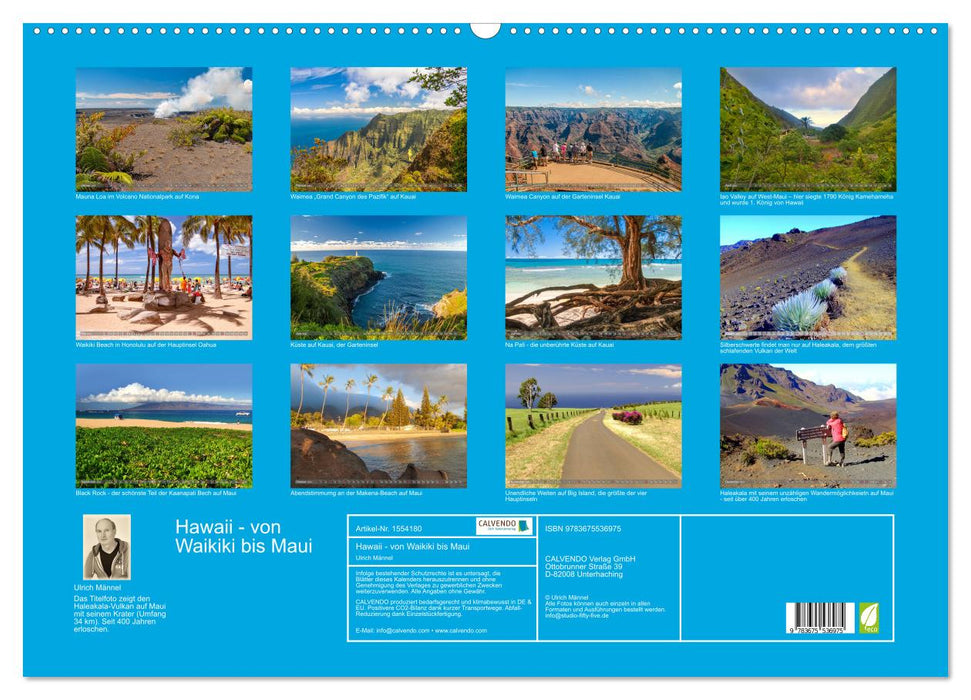 Hawii von Waikiki bis Maui (CALVENDO Wandkalender 2024)