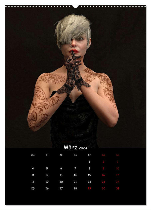 Portraits von tätowierten Frauen (CALVENDO Premium Wandkalender 2024)