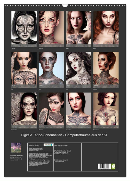 Digitale Tattoo-Schönheiten - Computerträume aus der KI (CALVENDO Wandkalender 2024)