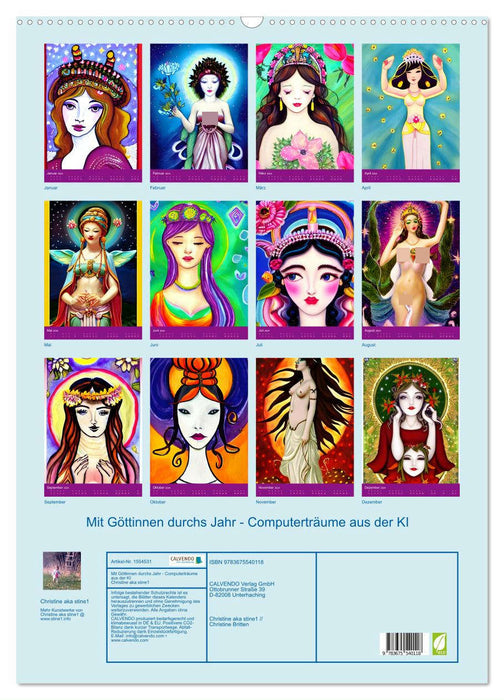 Mit Göttinnen durchs Jahr - Computerträume aus der KI (CALVENDO Wandkalender 2024)