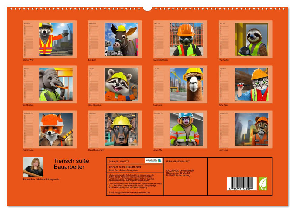 Tierisch süße Bauarbeiter (CALVENDO Premium Wandkalender 2024)