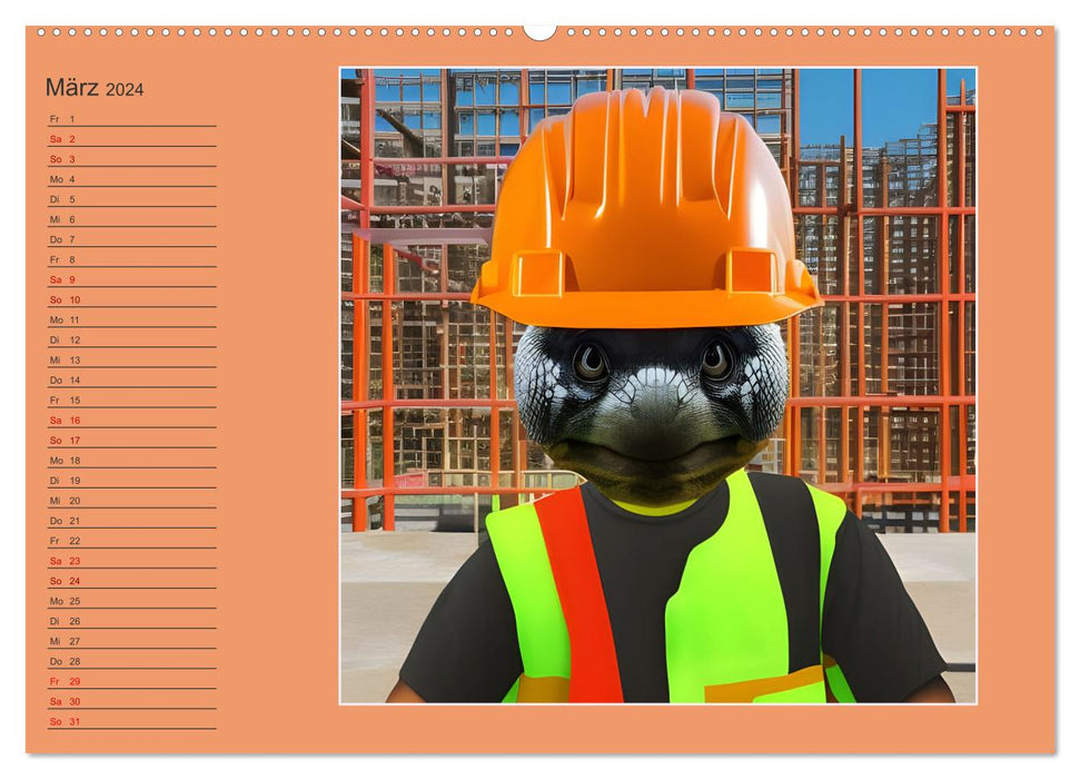 Tierisch süße Bauarbeiter (CALVENDO Premium Wandkalender 2024)