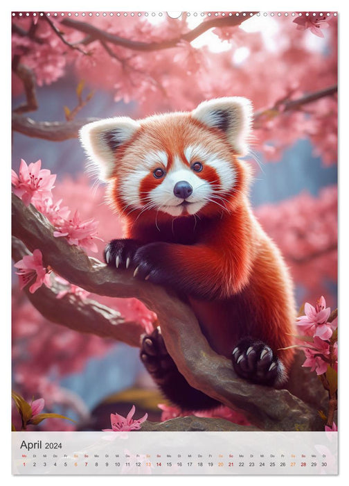 Panda roux rigolo (Calendrier mural CALVENDO 2024) 