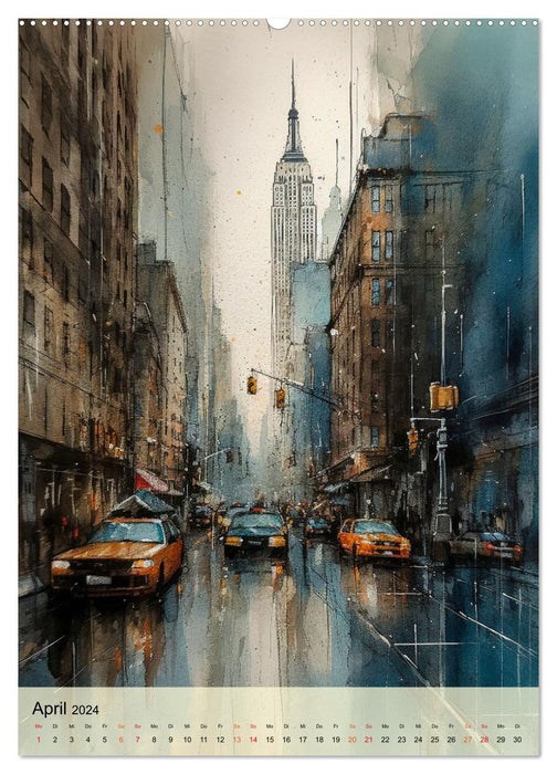 New York - ein Regentag (CALVENDO Wandkalender 2024)