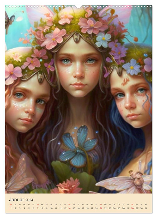 Elfes des fleurs. Des êtres de lumière mystiques pleins de poésie (Calendrier mural CALVENDO 2024) 