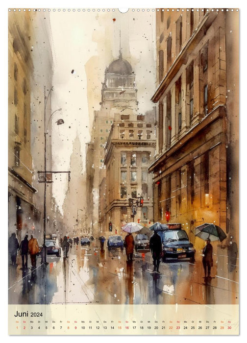 New York - ein Regentag (CALVENDO Premium Wandkalender 2024)