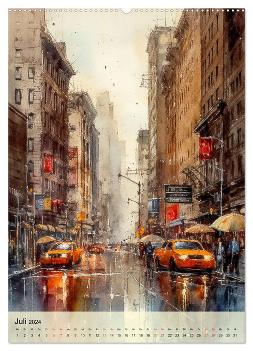 New York - ein Regentag (CALVENDO Premium Wandkalender 2024)