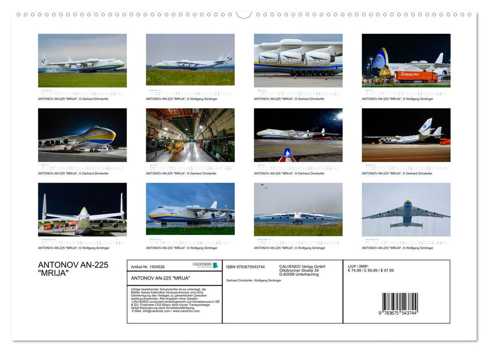 ANTONOV AN-225 "MRIJA" (Calendrier mural CALVENDO Premium 2024) 