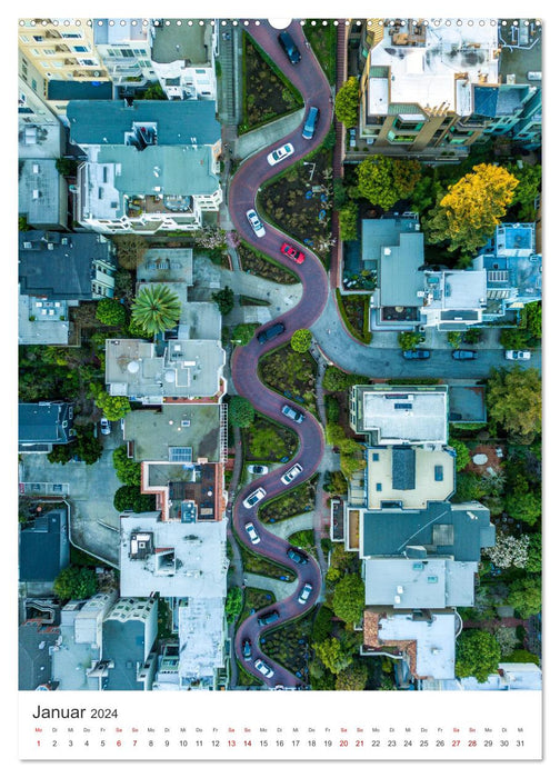 San Francisco – Téléphériques, Golden Gate Bridge et Lombard Street (Calendrier mural CALVENDO Premium 2024) 