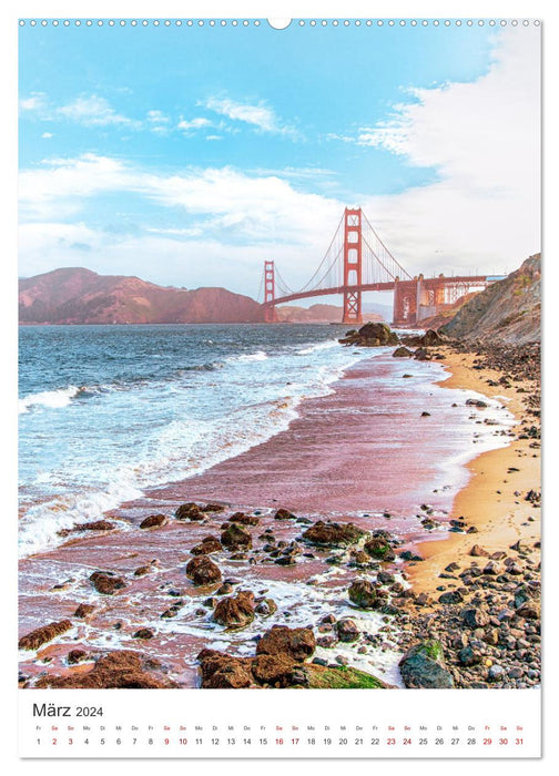 San Francisco – Téléphériques, Golden Gate Bridge et Lombard Street (Calendrier mural CALVENDO Premium 2024) 