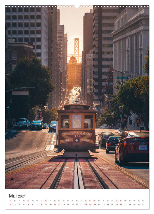 San Francisco – Téléphériques, Golden Gate Bridge et Lombard Street (Calendrier mural CALVENDO Premium 2024) 