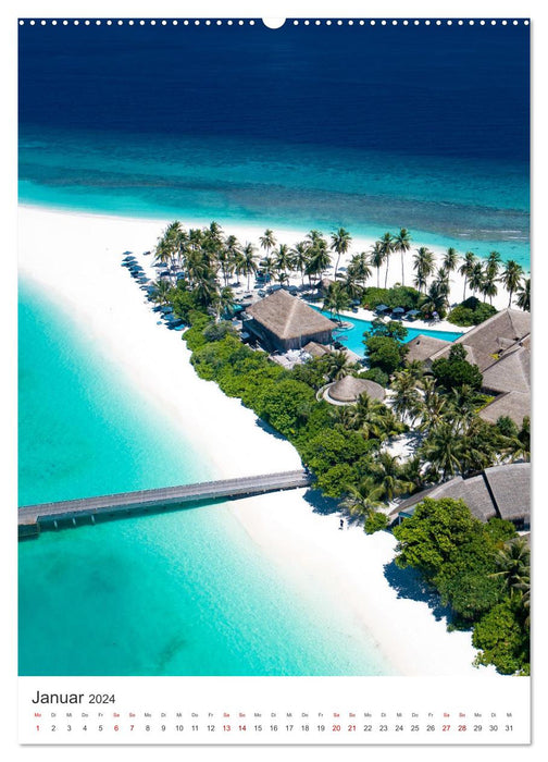 Maldives - Le magnifique paradis des vacances. (Calendrier mural CALVENDO Premium 2024) 