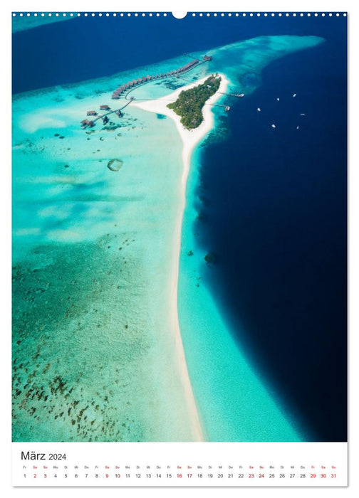 Maldives - Le magnifique paradis des vacances. (Calendrier mural CALVENDO Premium 2024) 