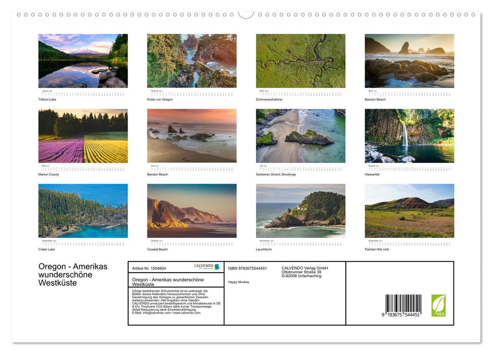 Oregon – La magnifique côte ouest américaine (Calvendo Premium Wall Calendar 2024) 