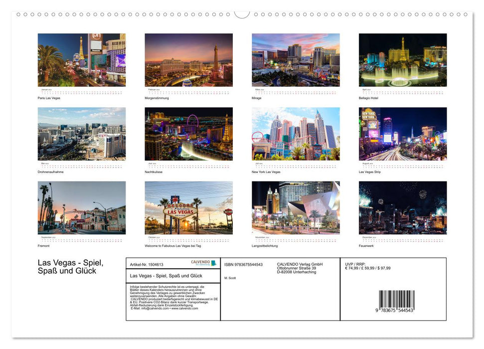 Las Vegas - jeux, plaisir et chance (Calendrier mural CALVENDO Premium 2024) 